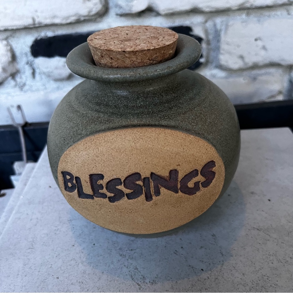 Blessings pottery Jar with Cork Lid